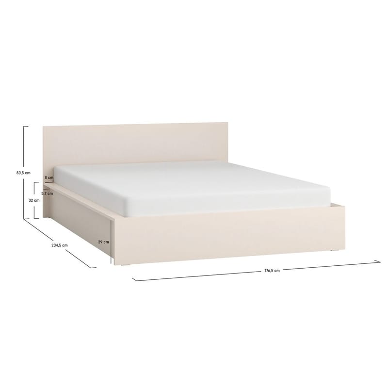 Seng med sengegavl 4 You Fresh med løftet ramme Sand Beige - 160 x 200 cm - Møbler - Senge - Sengeramme & sengestel
