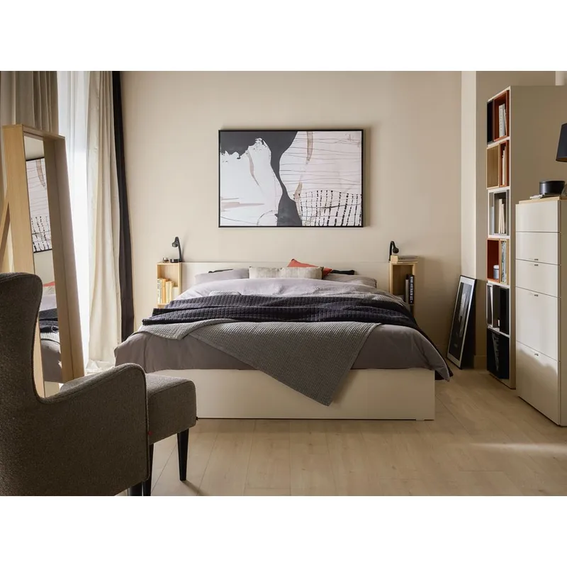 Seng med sengegavl 4 You Fresh med løftet ramme Sand Beige - 160 x 200 cm - Møbler - Senge - Sengeramme & sengestel