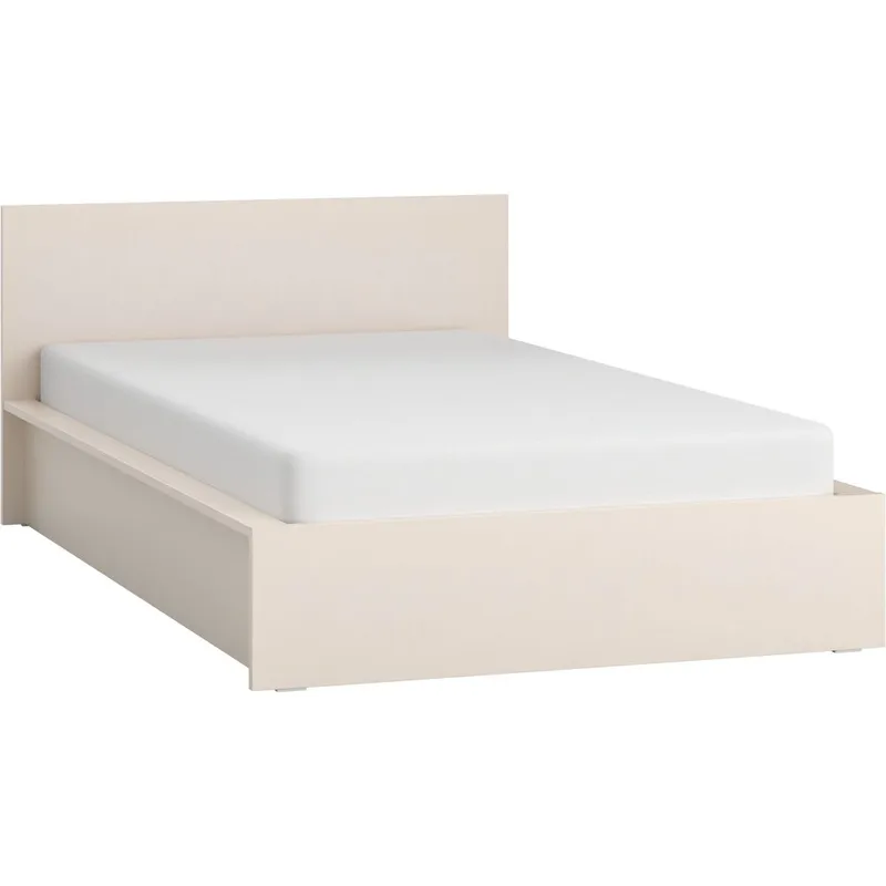 Seng med sengegavl 4 You Fresh med trælameller på tape Sand Beige, 120 x 200 cm