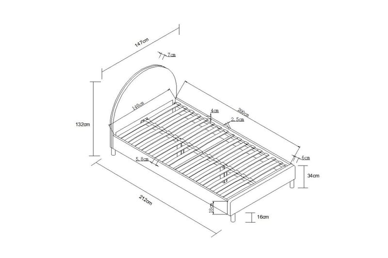 Seng Moon Hvid, 140 x 200 cm - Hvid, 140 x 200 cm - Møbler - Senge - Sengeramme & sengestel