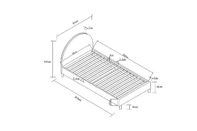 Seng Moon Hvid, 90 x 200 cm - Hvid, 90 x 200 cm - Møbler - Senge - Sengeramme & sengestel