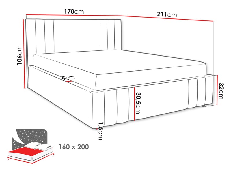seng Ribo Nazar 225.01 160x200 - Nazar 225.01 - Møbler - Senge - Sengeramme & sengestel