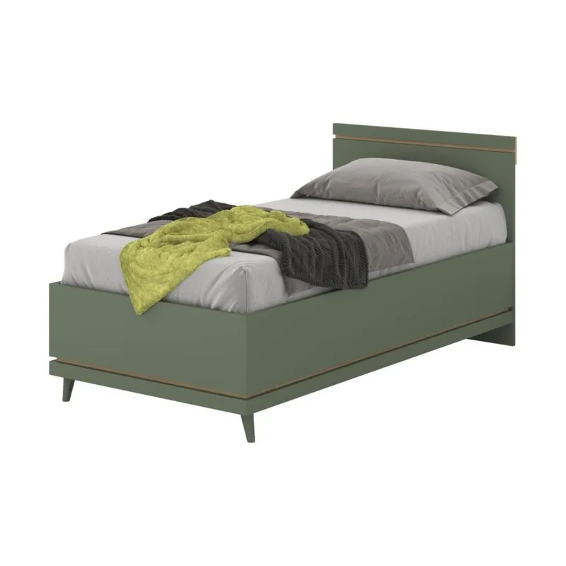 Seng Scandi - 100 cm, Falmet grøn - Oliebehandlet eg - Møbler - Senge - Sengeramme & sengestel