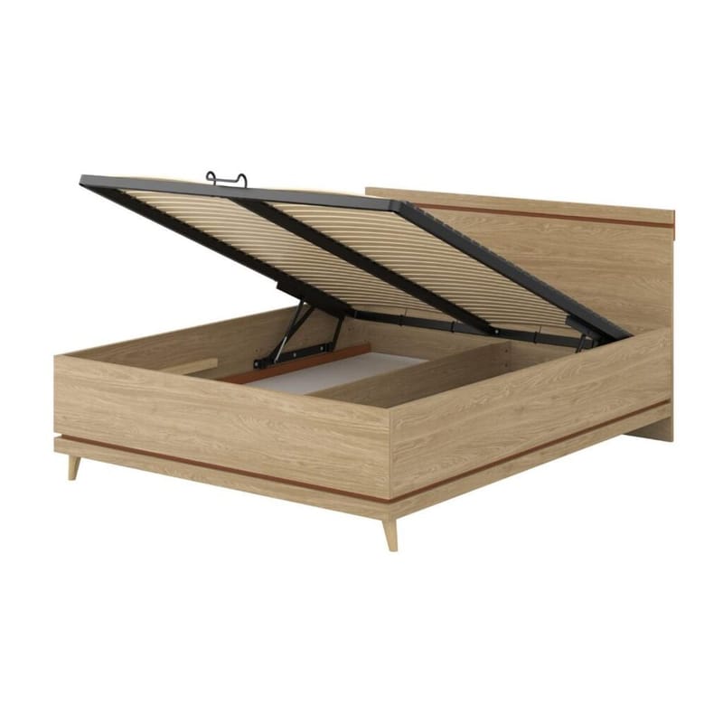 Seng Scandi med opbevaring, der kan løftes op - 160 cm, Oliebehandlet Eg - Møbler - Senge - Sengeramme & sengestel
