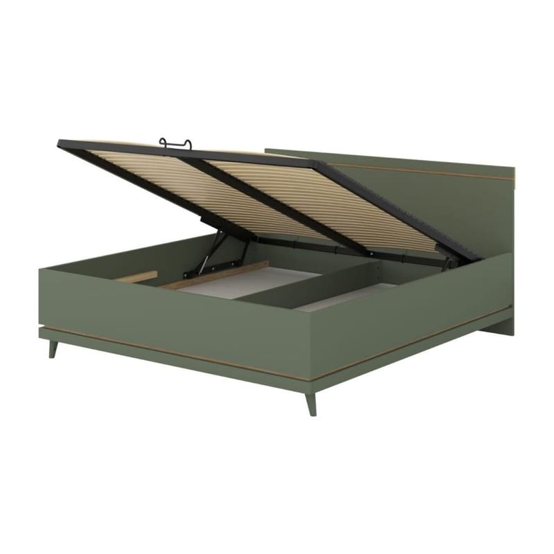 Seng Scandi med opbevaring, der kan løftes op - 180 cm, Falmet grøn - Oliebehandlet eg - Møbler - Senge - Sengeramme & sengestel