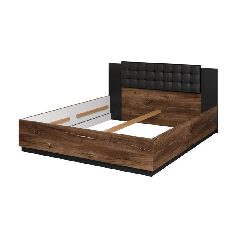 Seng Sigma, 140 cm, Mørk Flagstaff Eg med Kobberfarvede Ornamenter