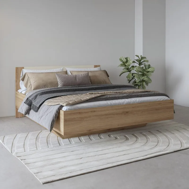 Seng Vertina med gasløft opbevaring, 160 cm