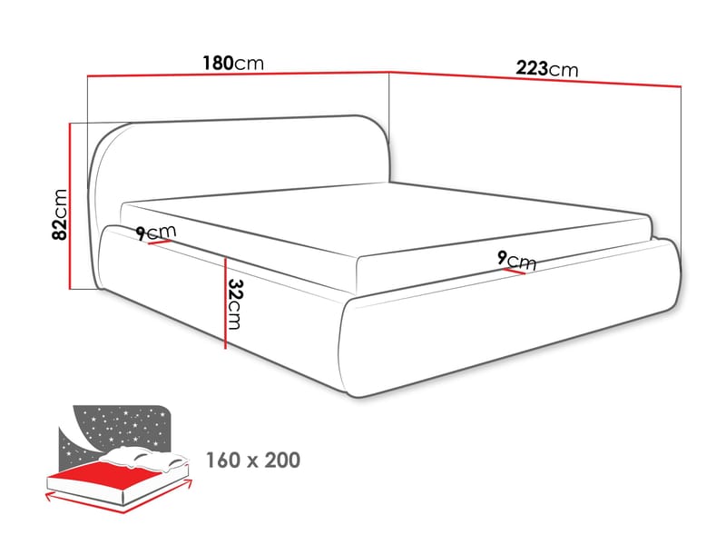 seng Polstret seng TALORI Lambi 04 160x200 cm - Møbler - Senge - Sengeramme & sengestel