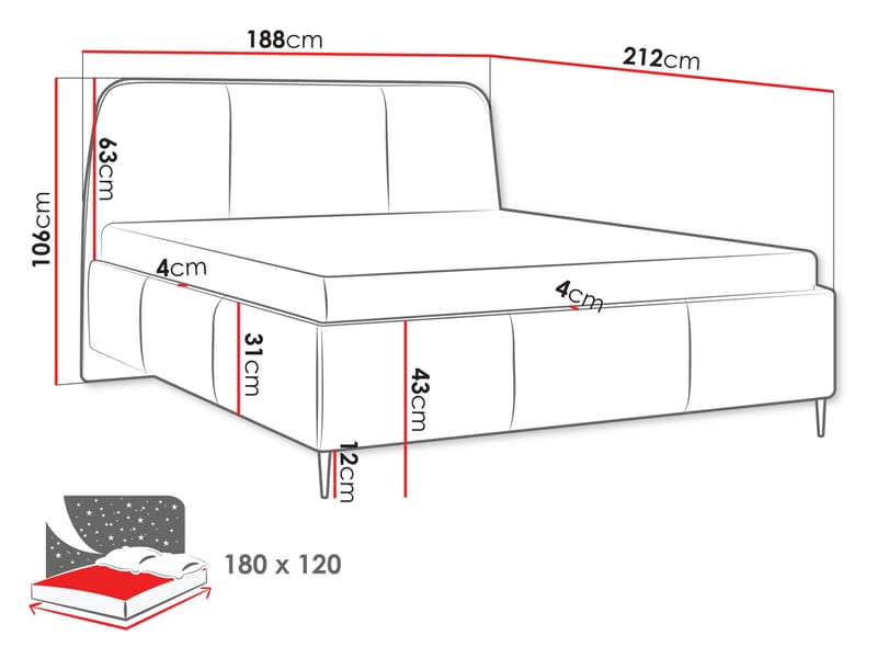 seng Polstret seng OASIS st.drew Margo 227.04 180x200 cm - Møbler - Senge - Sengeramme & sengestel