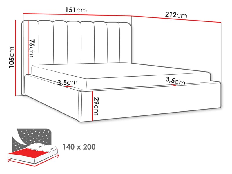 seng Polstret seng NOX st.drew Margo 227.04 140x200 cm - Møbler - Senge - Sengeramme & sengestel