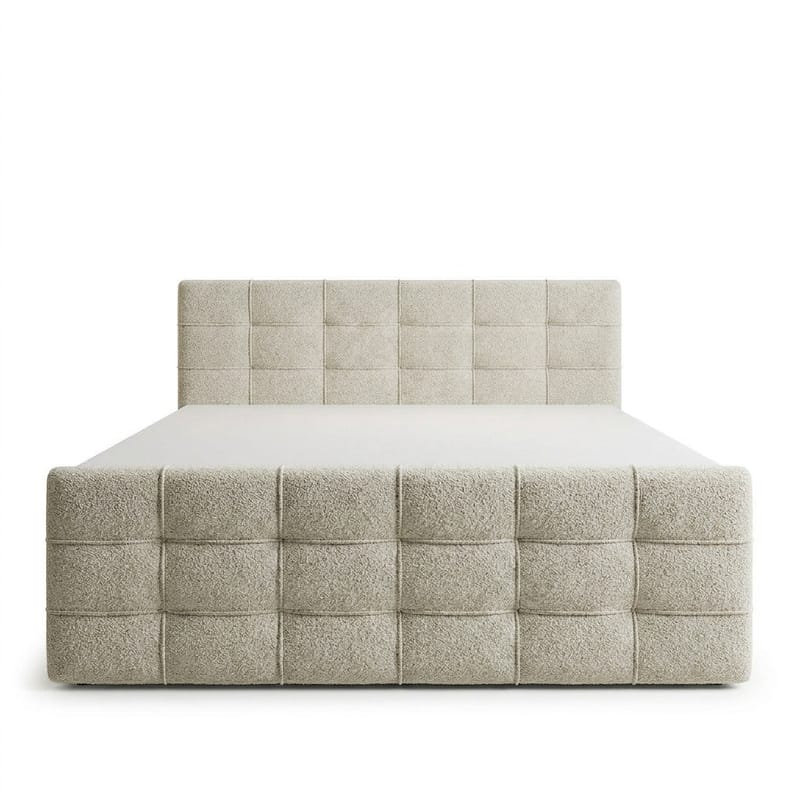 Sengepakke Kontinentalseng Elvros 140x200 cm med opbevaring med løftemekanisme - Cremet ecru / lys beige - Møbler - Senge - Kontinentalsenge
