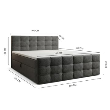 Sengepakke Kontinentalseng Elvros 160x200 cm med opbevaring med løft - Antracit/Meget mørk grafit - Møbler - Senge - Kontinentalsenge