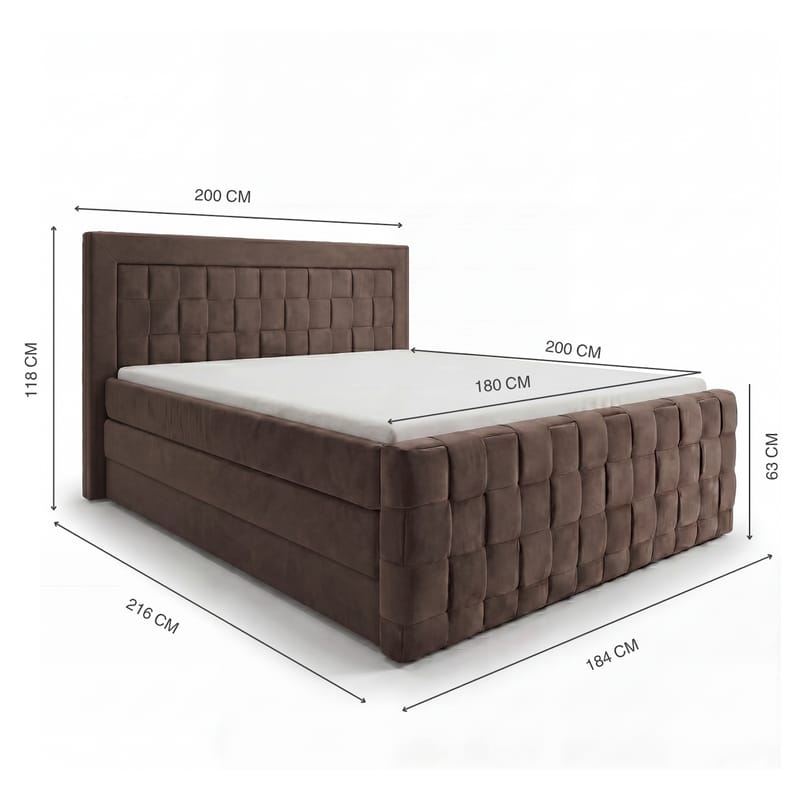 Sengepakke Kontinentalseng Ryven 140x200 cm med opbevaring med løft - mørk espresso/mørkebrun - Møbler - Senge - Kontinentalsenge