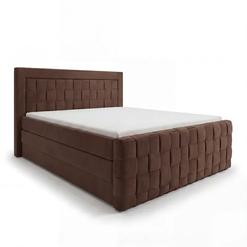 Sengepakke Kontinentalseng Ryven 160x200 cm med opbevaring med løft, chokolade/mørkebrun/mokka