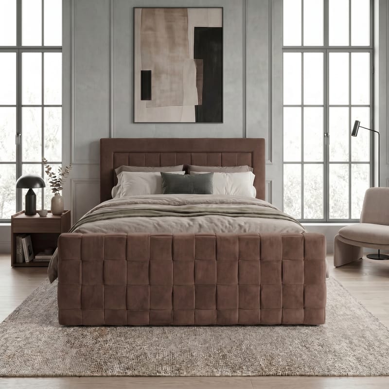 Sengepakke Kontinentalseng Ryven 160x200 cm med opbevaring med løft - chokolade/mørkebrun/mokka - Møbler - Senge - Kontinentalsenge