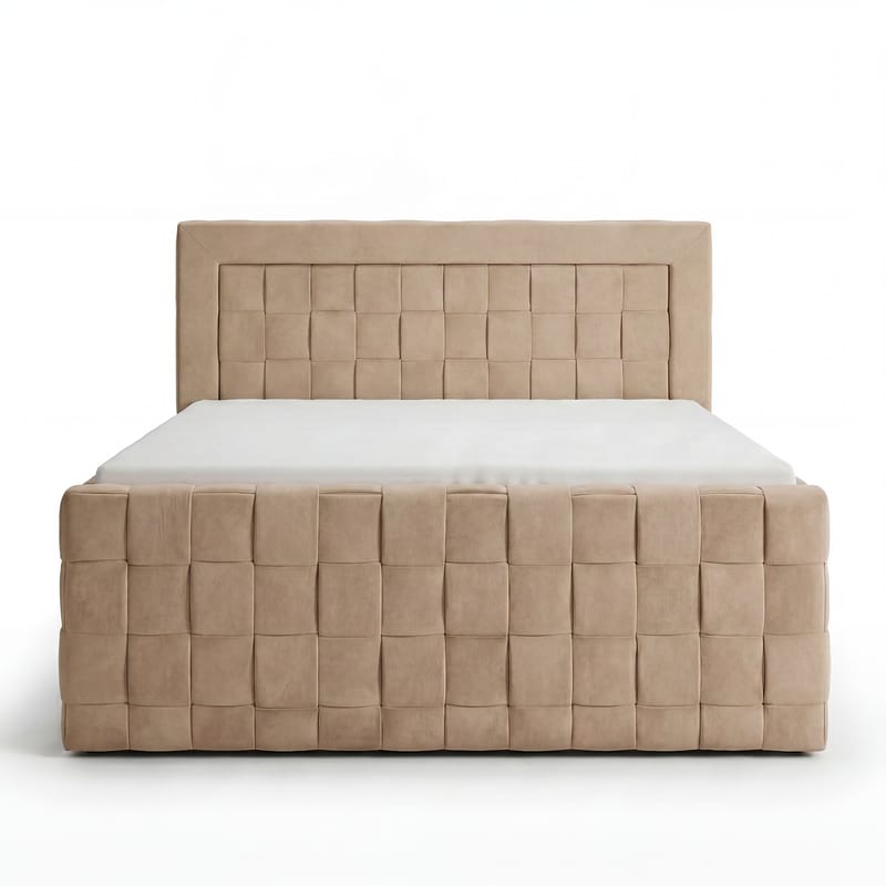 Sengepakke Kontinentalseng Ryven 160x200 cm med opbevaring med løft - kamel/karamel/gylden beige - Møbler - Senge - Kontinentalsenge