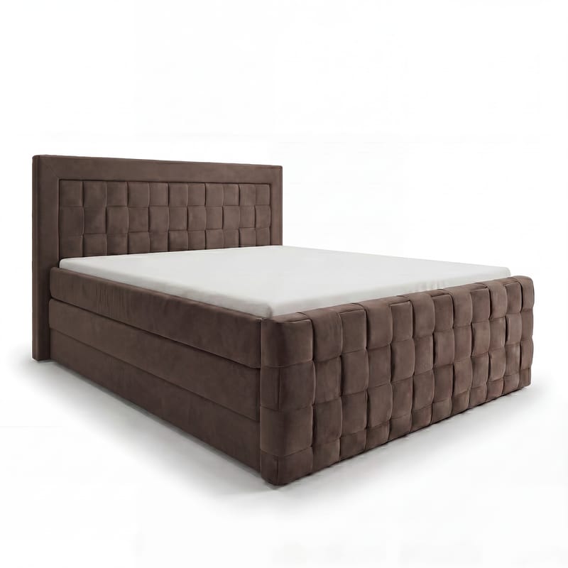 Sengepakke Kontinentalseng Ryven 160x200 cm med opbevaring med løft, mørk espresso/mørkebrun