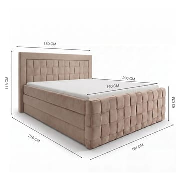 Sengepakke Kontinentalseng Ryven 180x200 cm med opbevaring med løft - varm beige/latte - Møbler - Senge - Kontinentalsenge