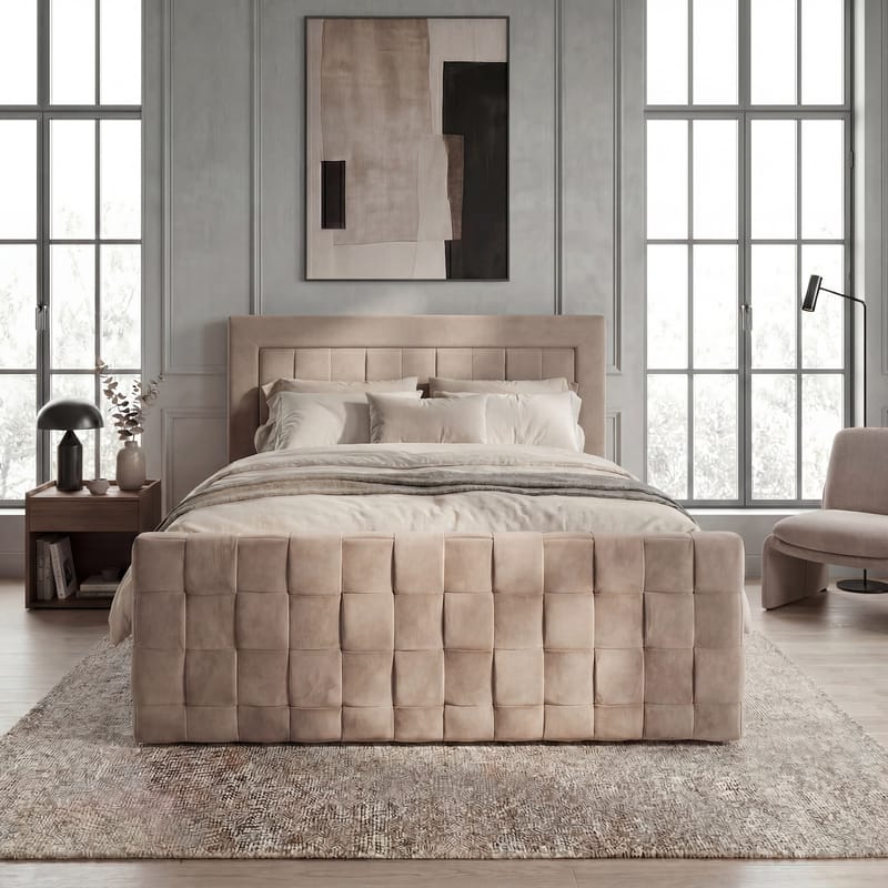 Sengepakke Kontinentalseng Ryven 180x200 cm med opbevaring med løft - varm beige/latte - Møbler - Senge - Kontinentalsenge