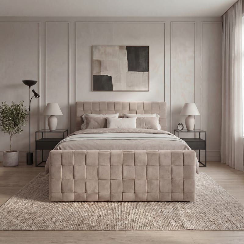 Sengepakke Kontinentalseng Tyrosen 160x200 cm med skuffeopbevaring - Varm beige - Møbler - Senge - Kontinentalsenge