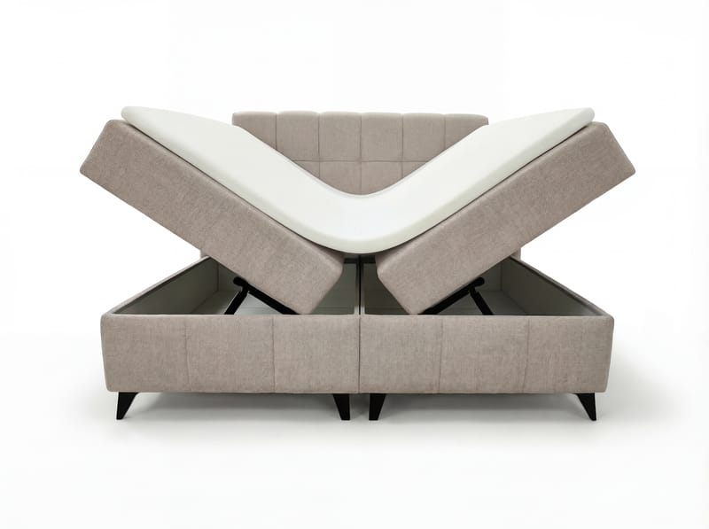 Sengepakke Kontinentalseng Vyrosen 160x200 cm med opbevaring med løft - cremet beige - Møbler - Senge - Kontinentalsenge