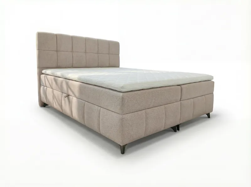 Sengepakke Kontinentalseng Vyrosen 160x200 cm med opbevaring med løft, cremet beige