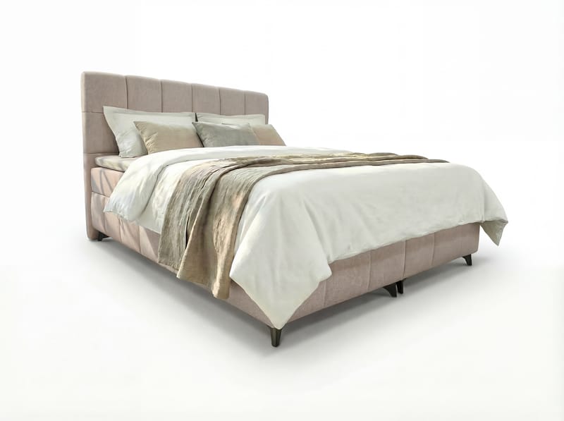 Sengepakke Kontinentalseng Vyrosen 160x200 cm med opbevaring med løft - cremet beige - Møbler - Senge - Kontinentalsenge