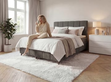 Sengepakke Kontinentalseng Vyrosen 160x200 cm med opbevaring med løft - grå - Møbler - Senge - Kontinentalsenge