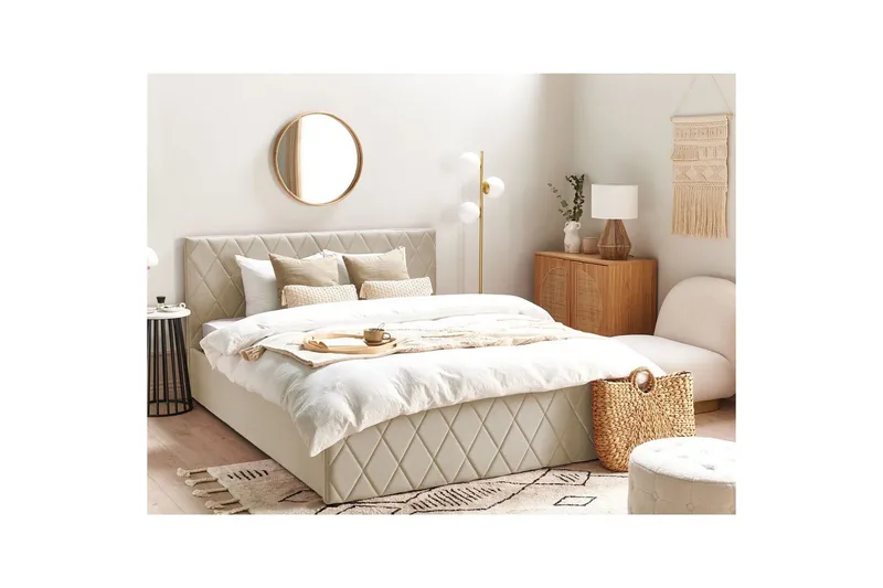 Sengeramme & sengestel Seng med opbevaring Rochefort Beige 160x200 - Møbler - Senge - Sengeramme & sengestel