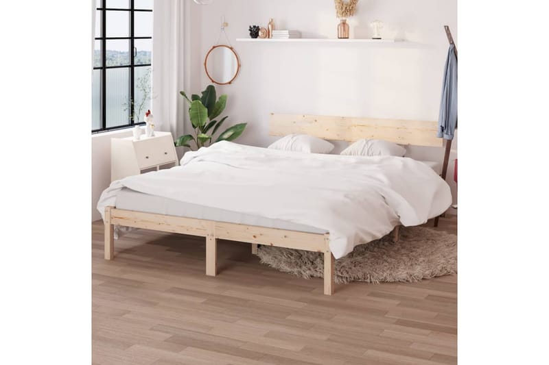 sengeramme 140x200 cm massivt fyrretræ - Brun - Møbler - Senge - Sengeramme & sengestel
