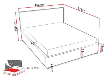 sengeramme BIANCO Grant 1 140x200 cm - Beige - Møbler - Senge - Sengeramme & sengestel