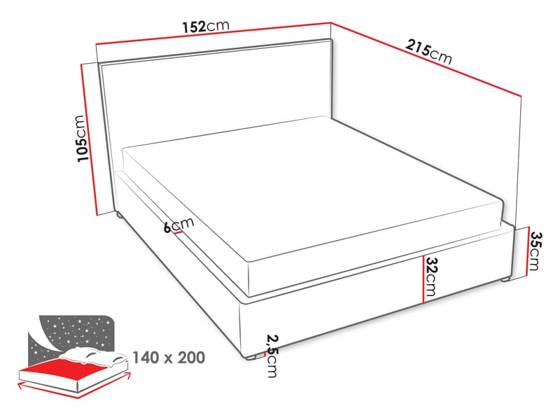 sengeramme BIANCO Grant 1 140x200 cm - Beige - Møbler - Senge - Sengeramme & sengestel