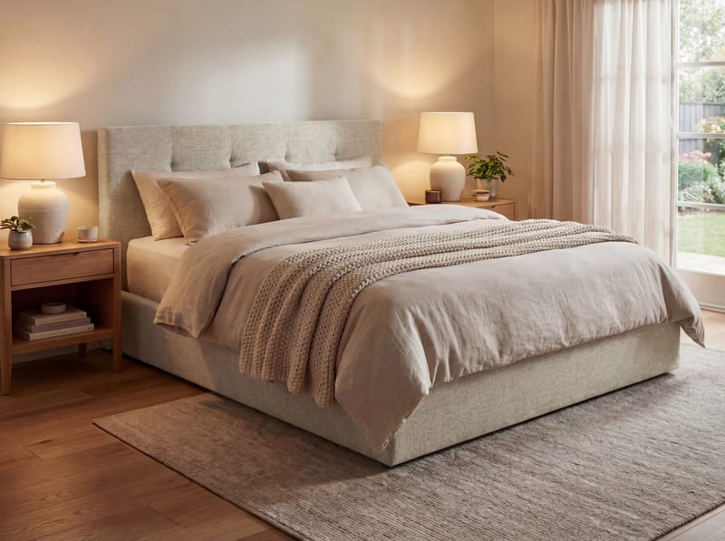 Sengeramme Deylinor 140x200 cm med opbevaring med løft - beige - Møbler - Senge - Sengeramme & sengestel
