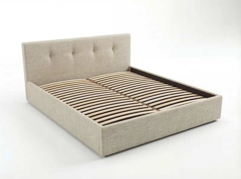 Sengeramme Deylinor 140x200 cm med opbevaring med løft, beige