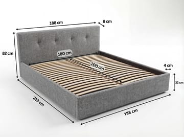 Sengeramme Deylinor 140x200 cm med opbevaring med løft - grå - Møbler - Senge - Sengeramme & sengestel