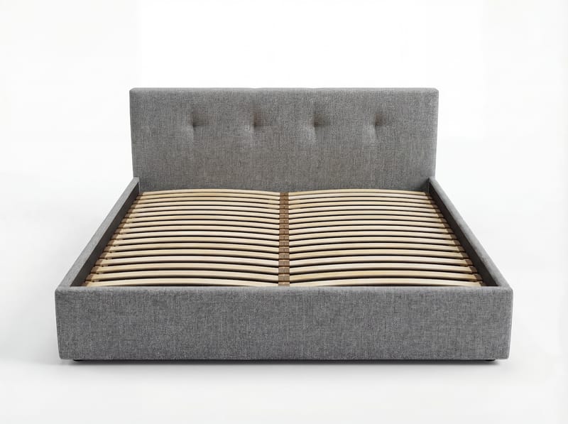 Sengeramme Deylinor 160x200 cm med opbevaring med løft, grå