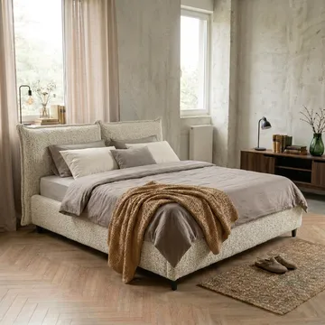 Sengeramme Rynorin 140x200 cm med opbevaring med løft - beige - Møbler - Senge - Sengeramme & sengestel