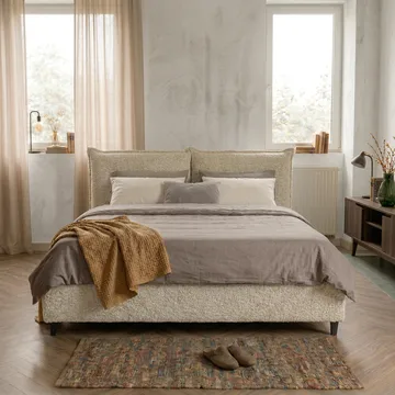 Sengeramme Rynorin 140x200 cm med opbevaring med løft - beige - Møbler - Senge - Sengeramme & sengestel