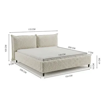Sengeramme Rynorin 140x200 cm med opbevaring med løft - beige - Møbler - Senge - Sengeramme & sengestel