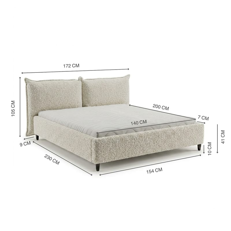 Sengeramme Rynorin 140x200 cm med opbevaring med løft - beige - Møbler - Senge - Sengeramme & sengestel