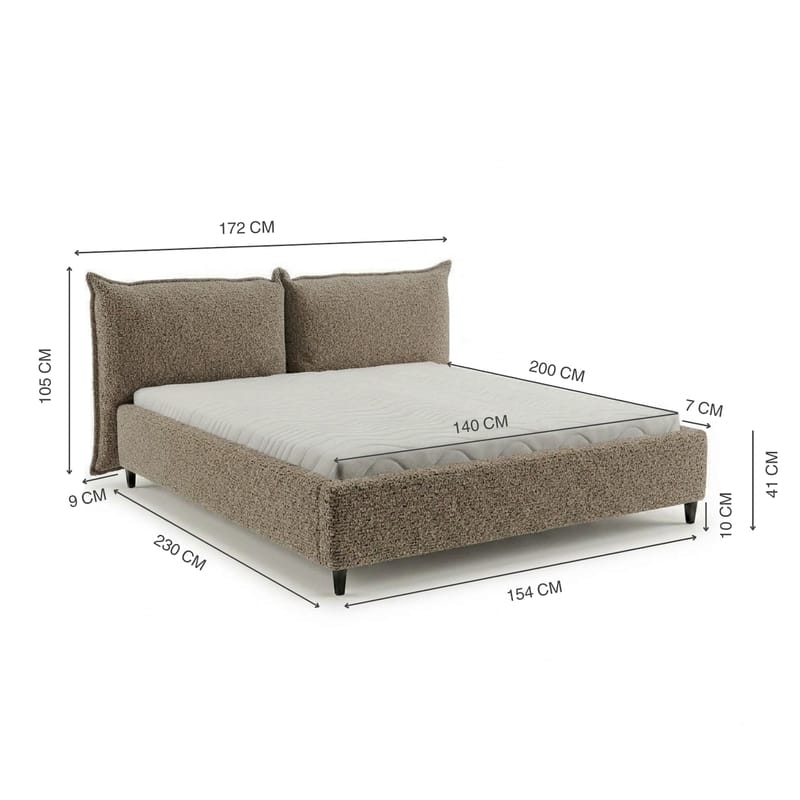 Sengeramme Rynorin 140x200 cm med opbevaring med løft - gråbeige - Møbler - Senge - Sengeramme & sengestel