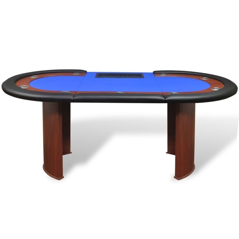 10 Pers. Pokerbord Med Dealerområde Og Jetonholder Blå - Blå - Sengeramme & sengestel