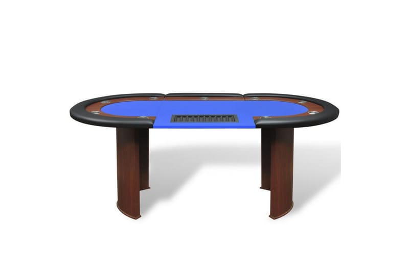 10 Pers. Pokerbord Med Dealerområde Og Jetonholder Blå - Blå - Møbler - Senge - Sengeramme & sengestel