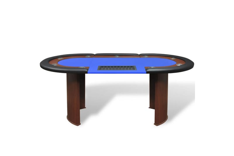 10 Pers. Pokerbord Med Dealerområde Og Jetonholder Blå - Blå - Sengeramme & sengestel