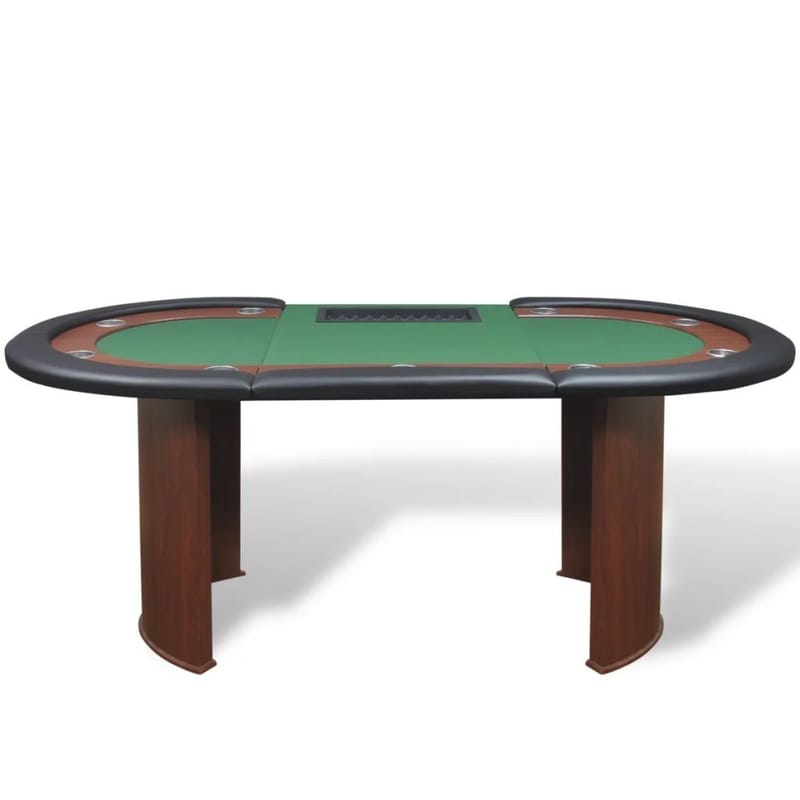 10 Pers. Pokerbord Med Dealerområde Og Jetonholder Grøn - Grøn - Sengeramme & sengestel