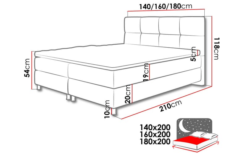 Adrianah Sengeramme 120x200 cm - Beige - Sengeramme & sengestel