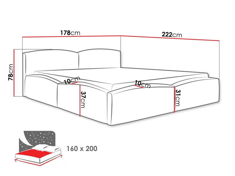 Aldrosen sengeramme med opbevaring 160x200 cm - sort - Møbler - Senge - Sengeramme & sengestel