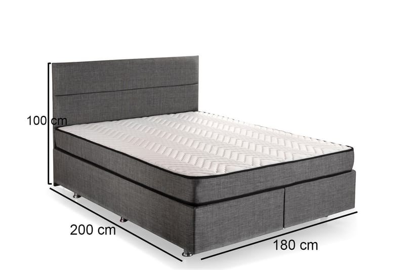 Argentu Sengeramme med Sengegavl 180x200 cm - Grå - Møbler - Senge - Sengeramme & sengestel