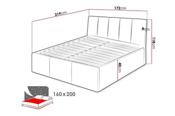 Aviemore Sengeramme 160x200 cm i Fløjl med Sengegavl og Opbevaring - Grå - Møbler - Senge - Sengeramme & sengestel
