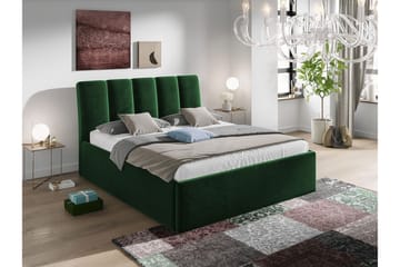Aviemore Sengeramme 160x200 cm i Fløjl med Sengegavl og Opbevaring - Grøn - Møbler - Senge - Sengeramme & sengestel